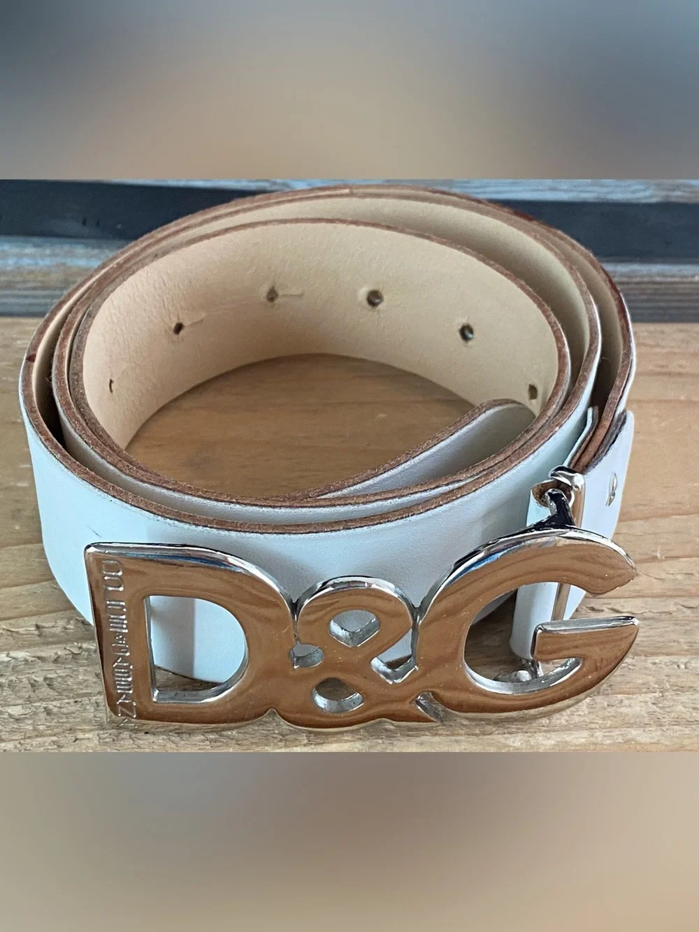 Vintage Dolce & Gabbana D&G 1990s White Belt + Silver buckle